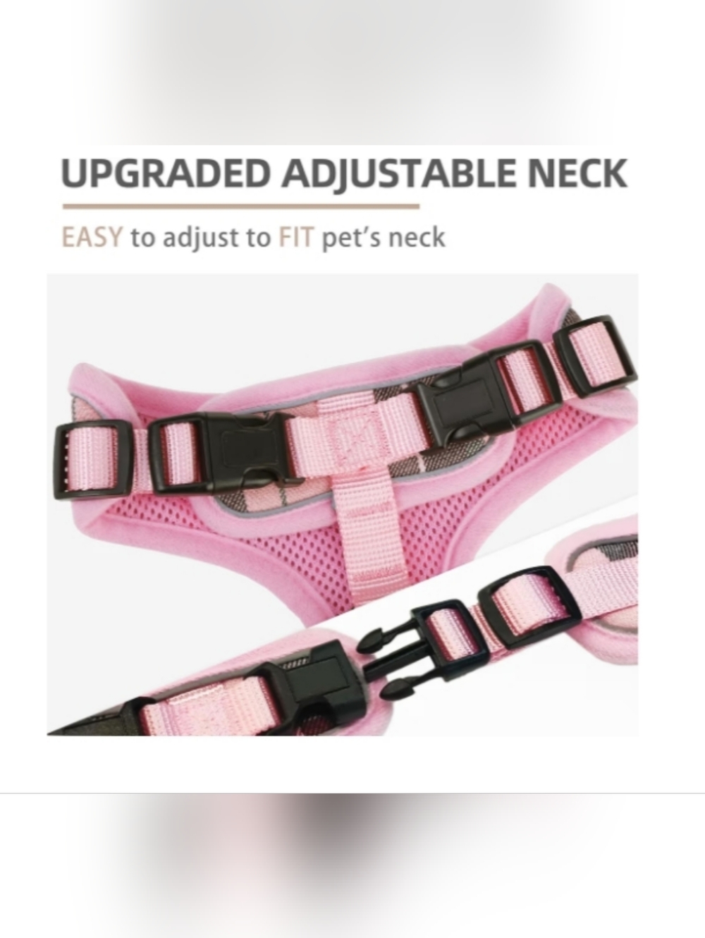 PUPTECK Pink Plaid Soft Mesh Dog Harness & Leash Set - Size M - Picture 3 of 12